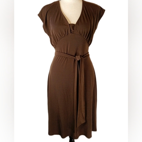 Vintage 90's :: Attention Sexy Brown Dress Tie at Waist Cap Sleeve Dress Size S - Picture 3 of 9
